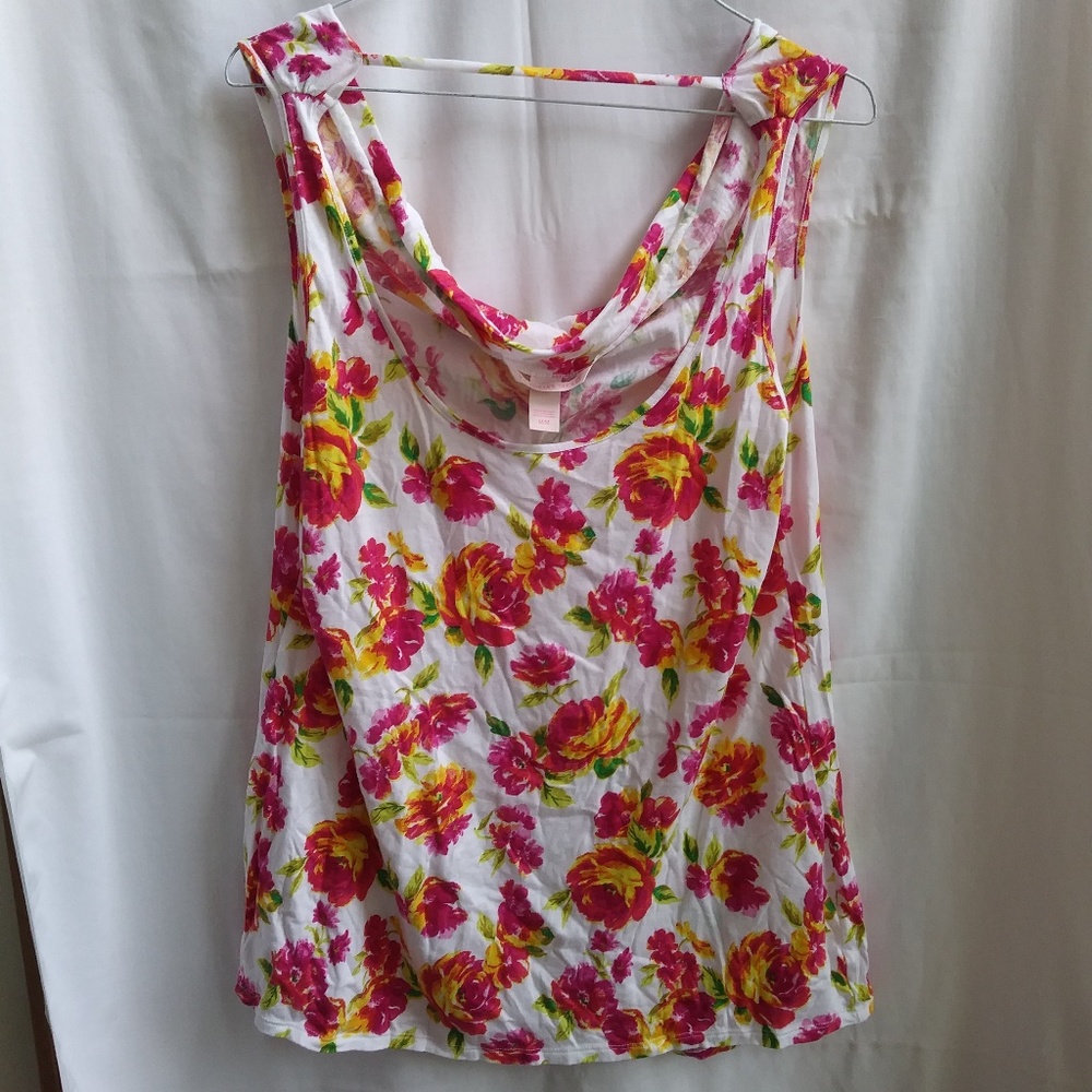 VS Cowl back tank top in floral rose pattern